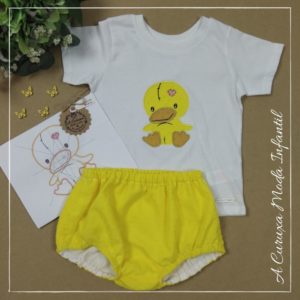 Conjunto cubrepañal y camiseta "Cute Duck"